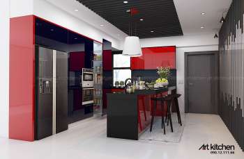 tủ bếp đẹp acrylic A07 sang trọng tại Quảng Nam