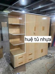 Bộ cặp tủ nhựa Đài Loan 3 cánh kèm kệ bên trái tại Quảng Nam