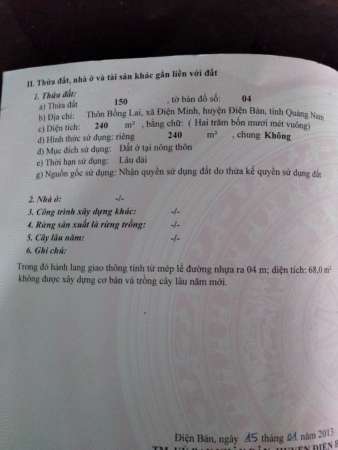 BÁN GẤP LÔ ĐẤT 240M2 GIÁ CỰC RẺ TẠI ĐIỆN MINH, ĐIỆN BÀN, QUẢNG NAM tại Quảng Nam