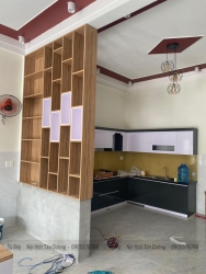 Thi công tủ bếp và vách ngăn phòng khách tại Quảng Nam