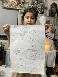 Bản phát thảo và hoàn thiện của Bạn Mây, Lớp vẽ ORI chiêu sinh học viên mới, CLB Mỹ Thuật Thiếu Nhi Thị xã Điện Bàn tại Quảng Nam