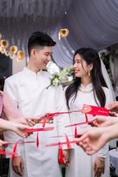 Dịu dàng, trang nhã với thiết kế áo dài cưới của Libra Makeup Bridal - cùng layout makeup tone hồng tại Quảng Nam